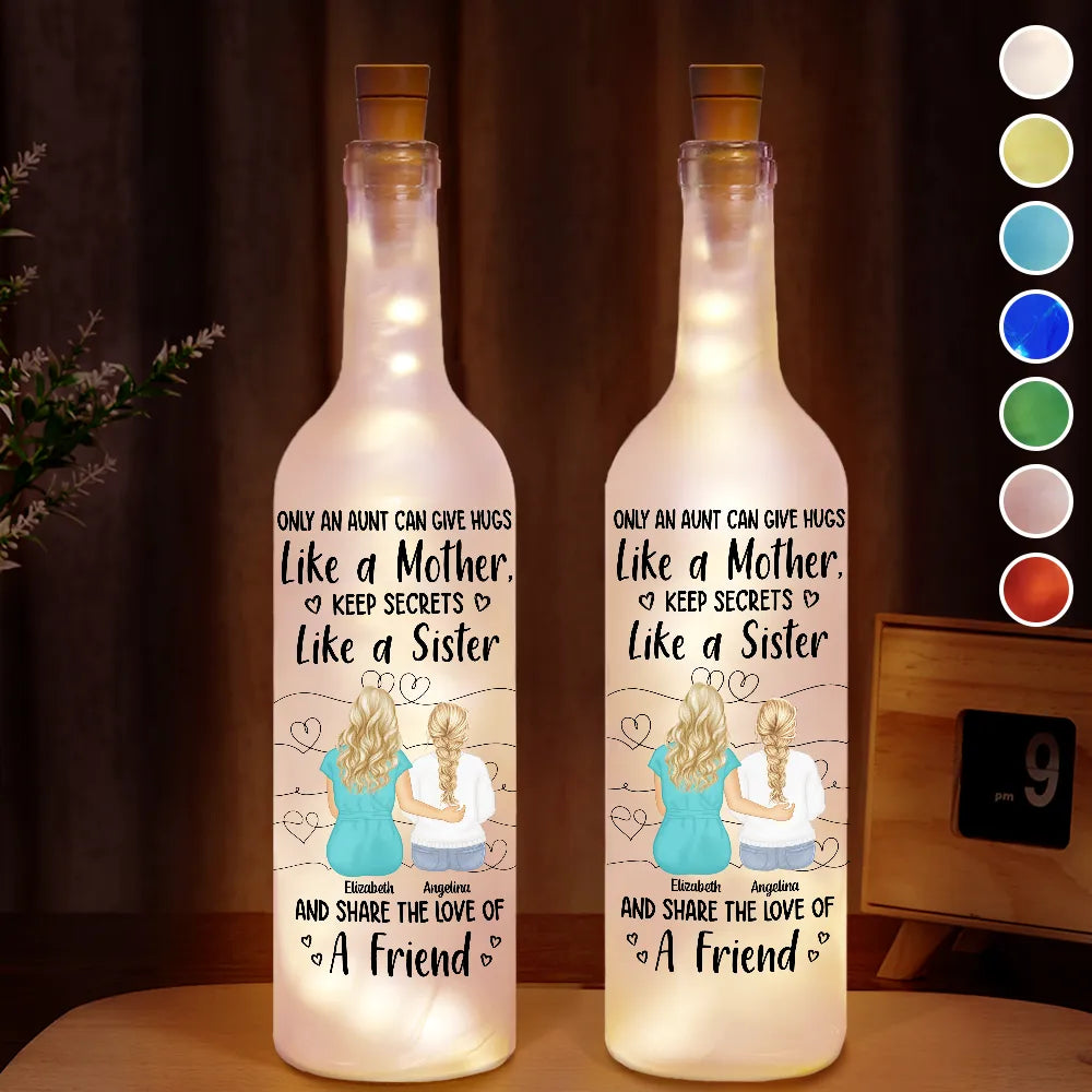 Gift For Aunt - Aunts Give Hug Like A Mother - Personalized Bottle Light
