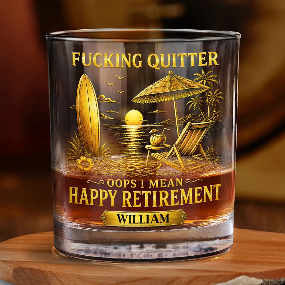 Oops I Mean Happy Retirement - Personalized Whiskey Glass