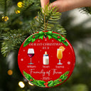Family, Parents, Gift For Kids, Christmas, Happy - Our 1st Christmas As A Family Drinks - Personalized Circle Ceramic Ornament