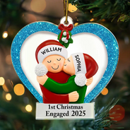 Christmas,Gift For Couples,Engaged,Wedding,Married ,Love - Our 1st Christmas Kisses Couple - Personalized Custom Shaped Acrylic Ornament