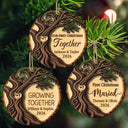 Top Market,Christmas,Married Couple,Romantic,Gift For Couples,Icon - Our First Christmas As Mr & Mrs Newly Wed Couple - Personalized 2-Layered Wooden Ornament