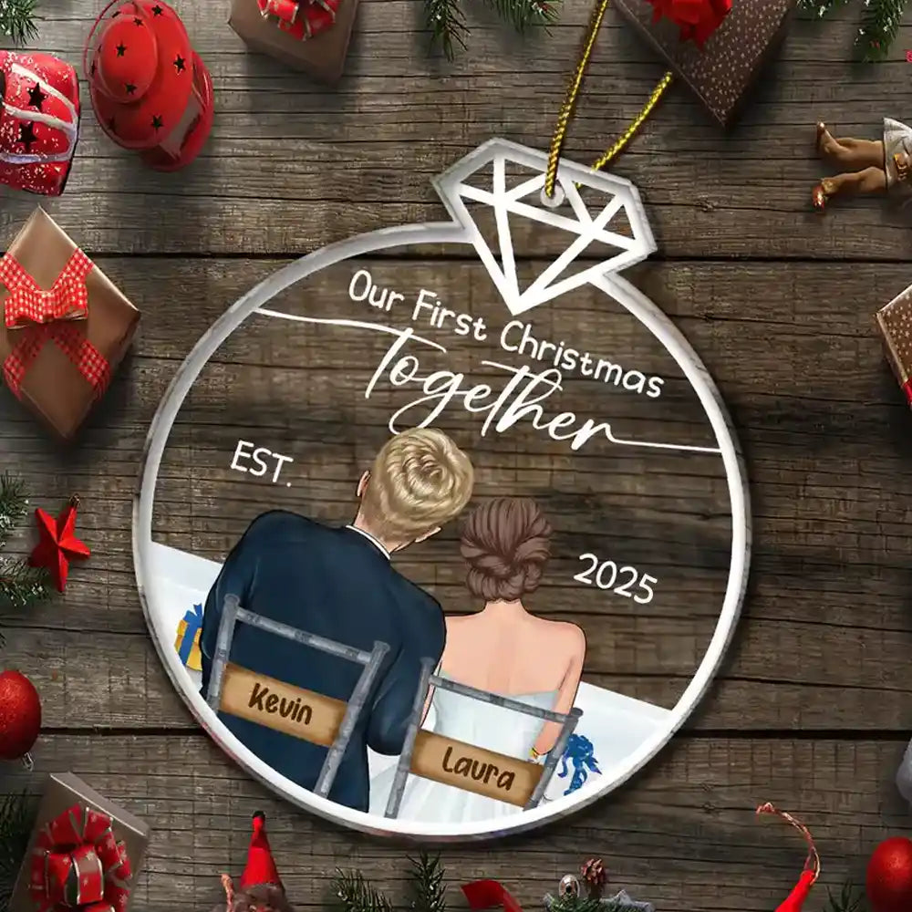 Our First Christmas Married - Personalized Custom Shaped Acrylic Ornament