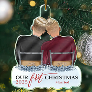 Gift For Couples,Gift For Husband,Gift For Wife,Christmas,Wedding,Love - Our First Christmas Married Couples - Personalized Custom Shaped Acrylic Ornament