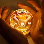 Gift For Husband,Gift For Father,New Dad,Sport Dad,Baseball,Adorable - Our First Father's Day Baseball Lover - Personalized Crystal Globe Lamp