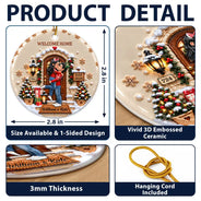Christmas,Romantic,Gift For Couples,Vector - Our First Home - Personalized 3D Embossed Circle Ceramic Ornament