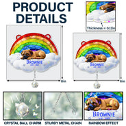 Memorial,Dog Lovers - Over The Rainbow Bridge - Personalized Rainbow Suncatcher With Crystal Ball Prism