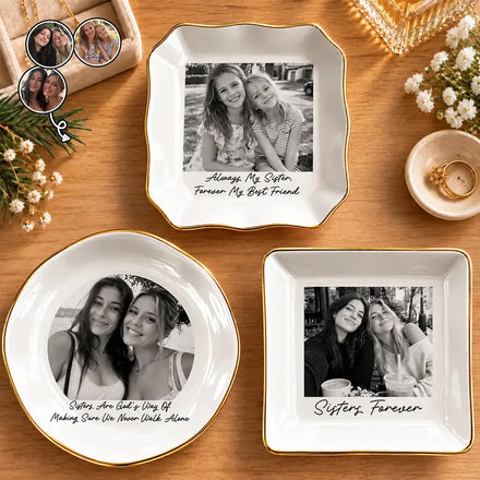Gift For Sister - Personalized Custom Photo Vintage Ring Dish