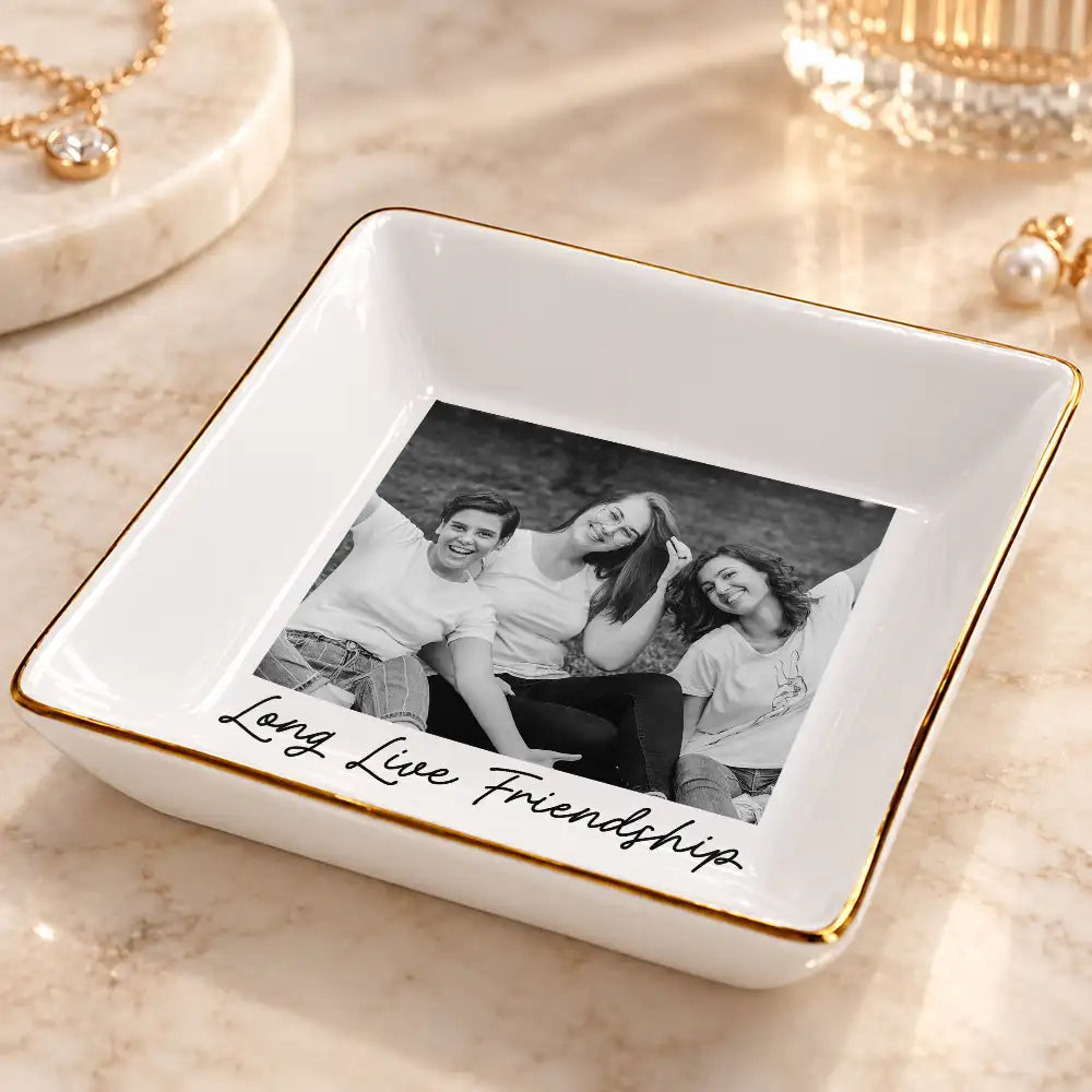 Christmas,Custom Photo,Gift For Cousin,Gift For Sibling,Gift For Sister,Humorous,Upload Full Photo - Gift For Sister - Personalized Custom Photo Vintage Ring Dish