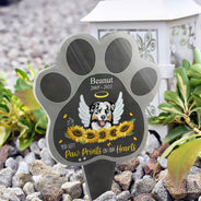 Paw Prints On Our Hearts - Dog Memorial Gift - Personalized Custom Paw Shaped Acrylic Plaque Stake