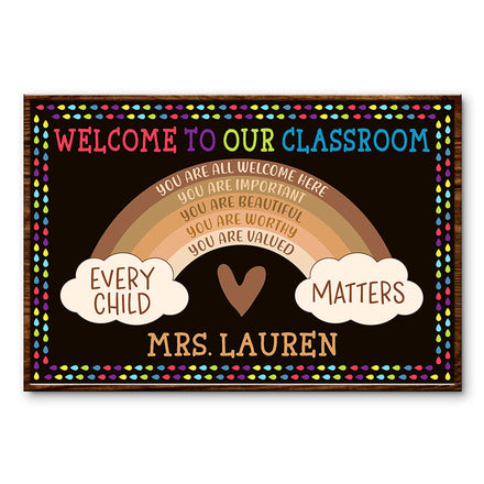 Personalized Teacher You Are All Welcome Here Custom Poster, Teacher Gifts, Classroom Decor