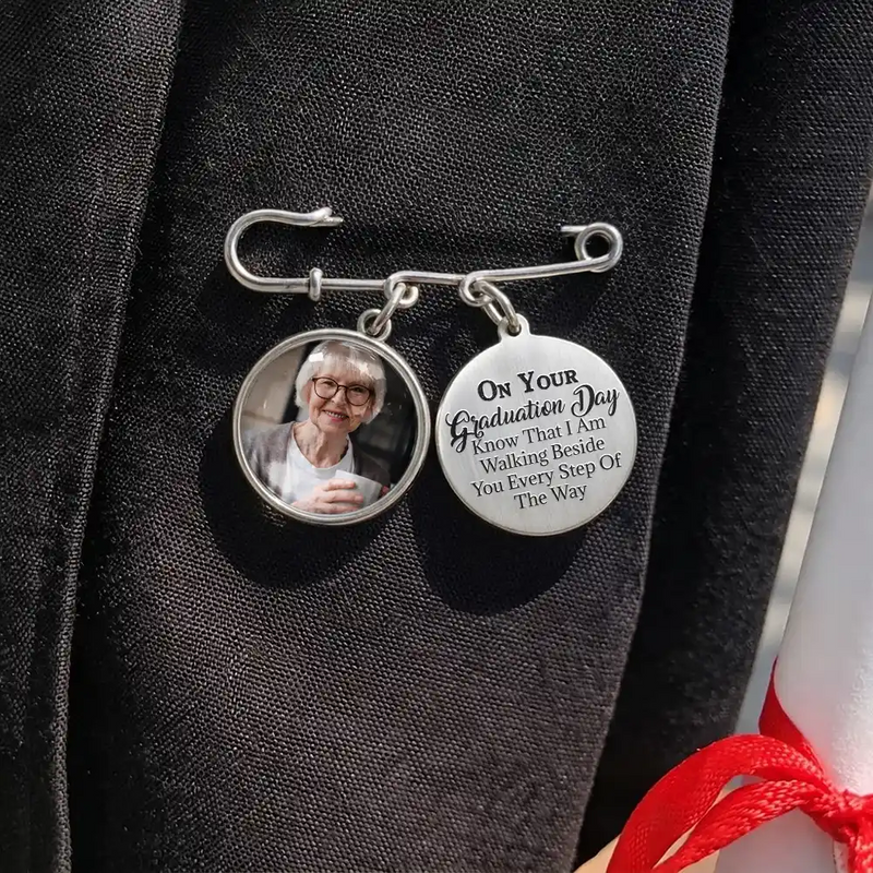Custom Photo Graduation Walking Beside You Memorial - Personalized Graduation Tassel Pin