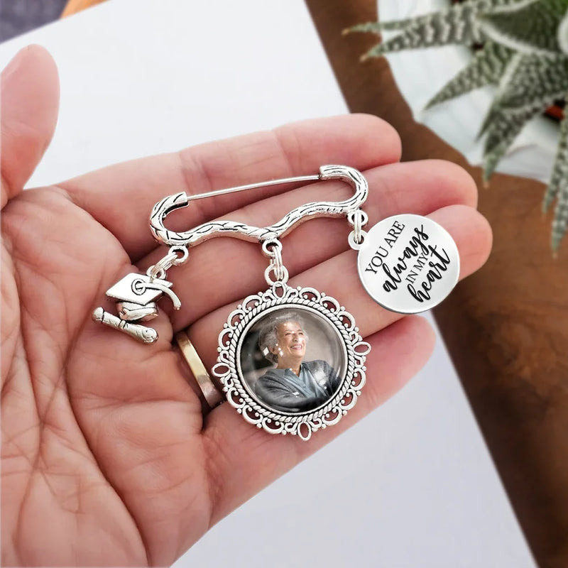 Custom Photo Graduation Walking Beside You Memorial - Personalized Graduation Tassel Pin