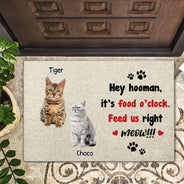 Custom Photo Feed Us Right Meow - Gift For Cat Lovers - Personalized Doormat
