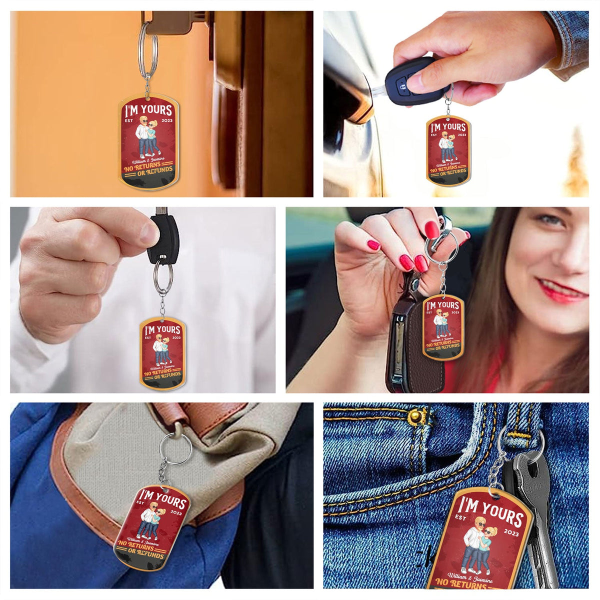 No Returns Or Refunds - Anniversary Gift For Spouse, Lover, Couple, Husband, Wife, Girlfriend, Boyfriend - Personalized Aluminum Keychain