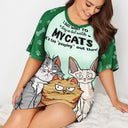 Just Want To Stay In Bed With My Cats - Gift For Cat Moms, Cat Lovers - Personalized Women's Sleep Tee
