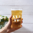 Monogram Name - Gift For Men, Dad, Father, Grandfather, Grandpa, Husband - Personalized Beer Glass