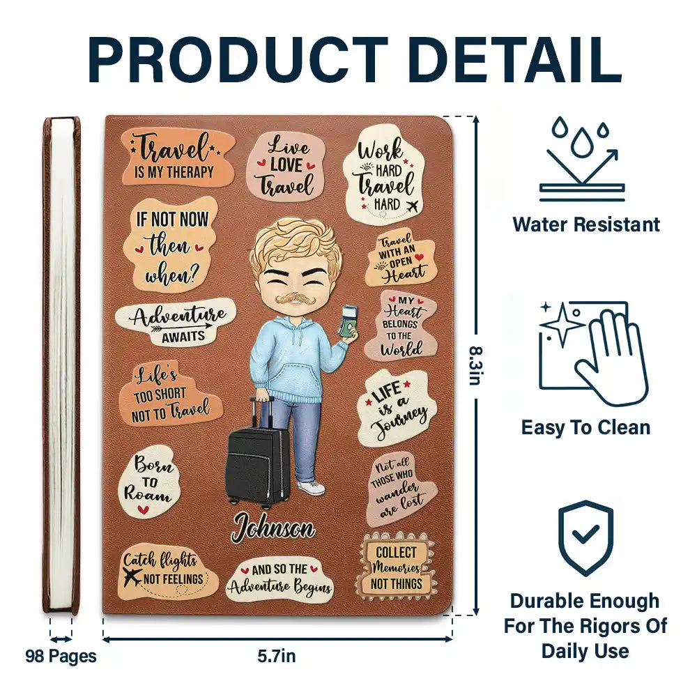 Life Is A Journey Travel Lovers - Personalized Leather Journal