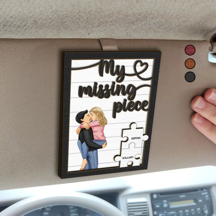 My Missing Piece Kissing Couple - Personalized Custom Shaped Car Visor Clip