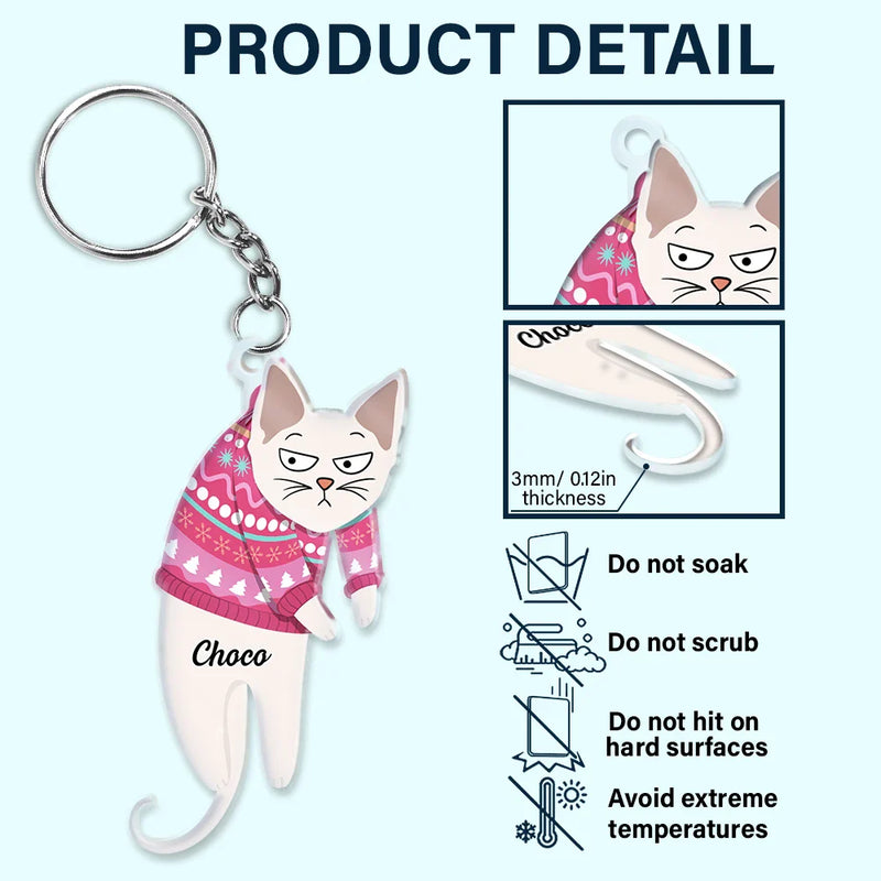 Cute Hanging Cats - Personalized Cutout Acrylic Keychain