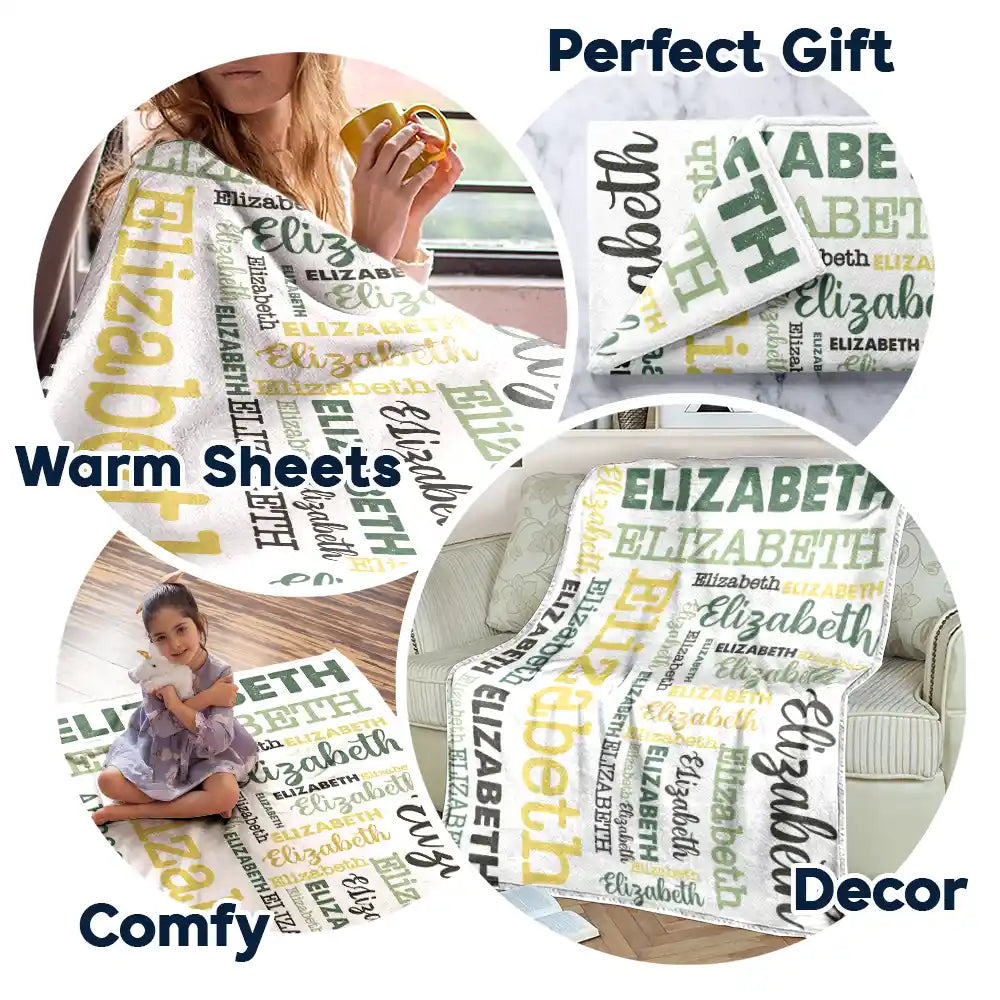 Kid Baby Names - Personalized Fleece Blanket, Sherpa Blanket