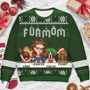Christmas Dog Mom Mum - Personalized Unisex Ugly Sweater