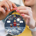 Christmas,Memorial,Pet Lovers,Dog Lovers,Cat Lovers,Sad - Memorial Dog Cat You Never Walk Alone - Personalized Circle Glass Ornament