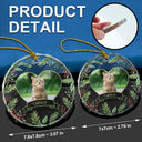 Pet Lovers, Dog Lovers, Cat Lovers - Custom Photo Christmas Dog Cat Pet Love Heart - Personalized Circle Glass Ornament