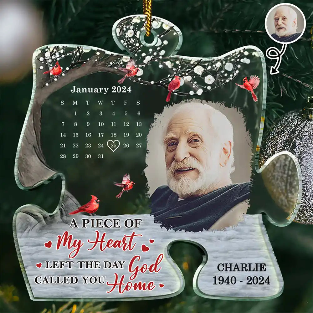 Memorial - Custom Photo Memorial The Day God Called You Home Calendar - Personalized Custom Shaped Acrylic Ornament