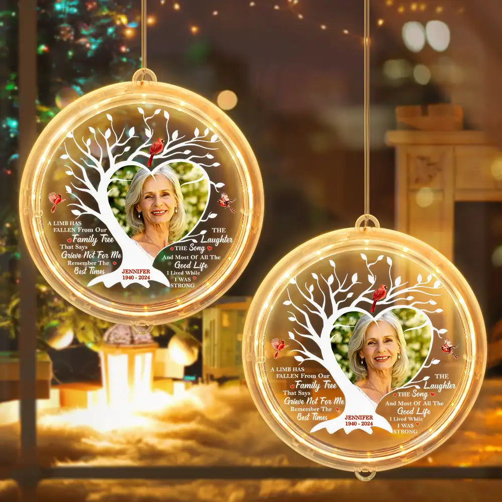 Memorial - Custom Photo Memorial A Limb Has Fallen From Our Family Tree - Personalized LED Pendant Light