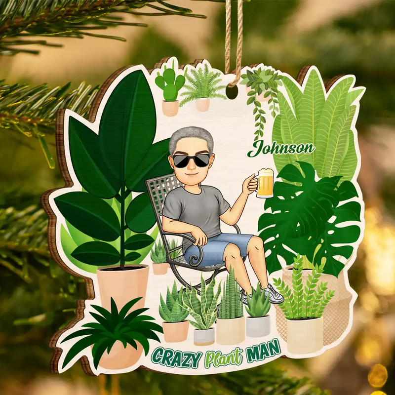 Gardening, Gift For Yourself - Gardener Crazy Plant Lady - Personalized Custom Shaped Wooden Ornament