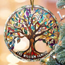 Family - Family Tree Of Life - Personalized Circle Glass Ornament