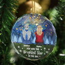 Family - Family Memorial You Are The Brightest Star In The Sky - Personalized Circle Glass Ornament