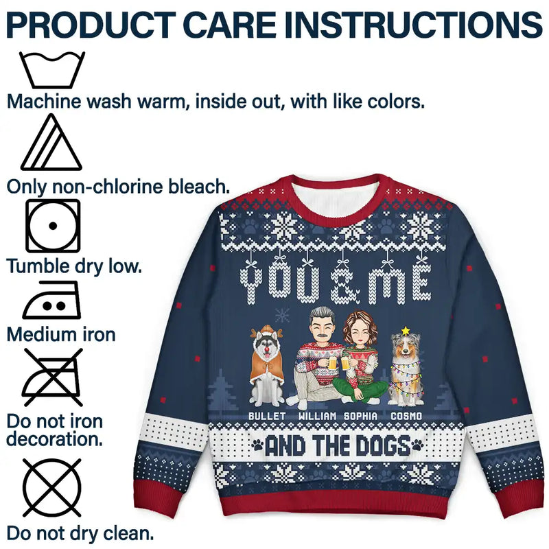 Couple You & Me And The Dogs - Personalized Unisex Ugly Sweater