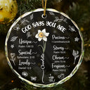 Gift For Yourself, Gift For Women, Gift For Wife, Gift For Girlfriend, Gift For Mother, Gift For Daughter, Gift For Sisters, Gift For Bestie, Gift For Grandma - God Says You Are Unique Special Lovely Birth Month Flower - Personalized Circle Glass Ornament
