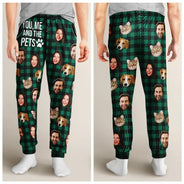 Gift For Couples, Gift For Husband, Gift For Wife, Gift For Boyfriend, Gift For Girlfriend, Pet Lovers, Dog Lovers, Cat Lovers - Custom Photo You & Me And The Dog Cat Pet Plaid Pattern - Personalized Pajama Pants