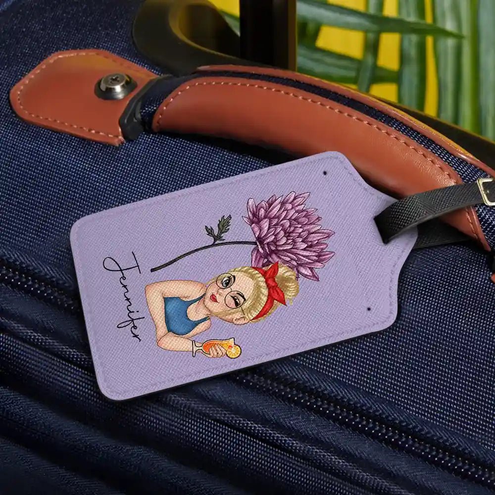 Gift For Yourself, Gift For Women, Travel - Birth Month Flower Travel Lover - Personalized Luggage Tag