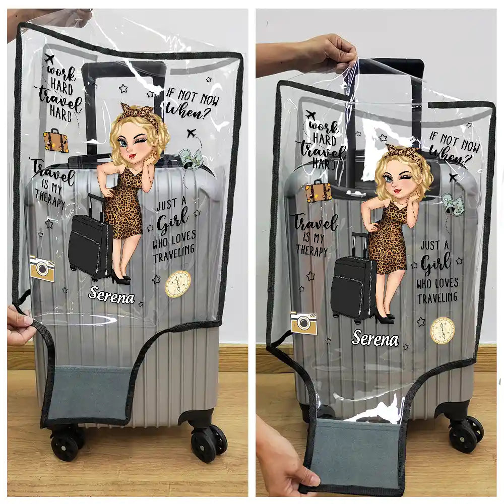 Travel, Gift For Women, Gift For Yourself - Turban Just A Girl Who Loves Traveling - Personalized Clear Luggage Cover