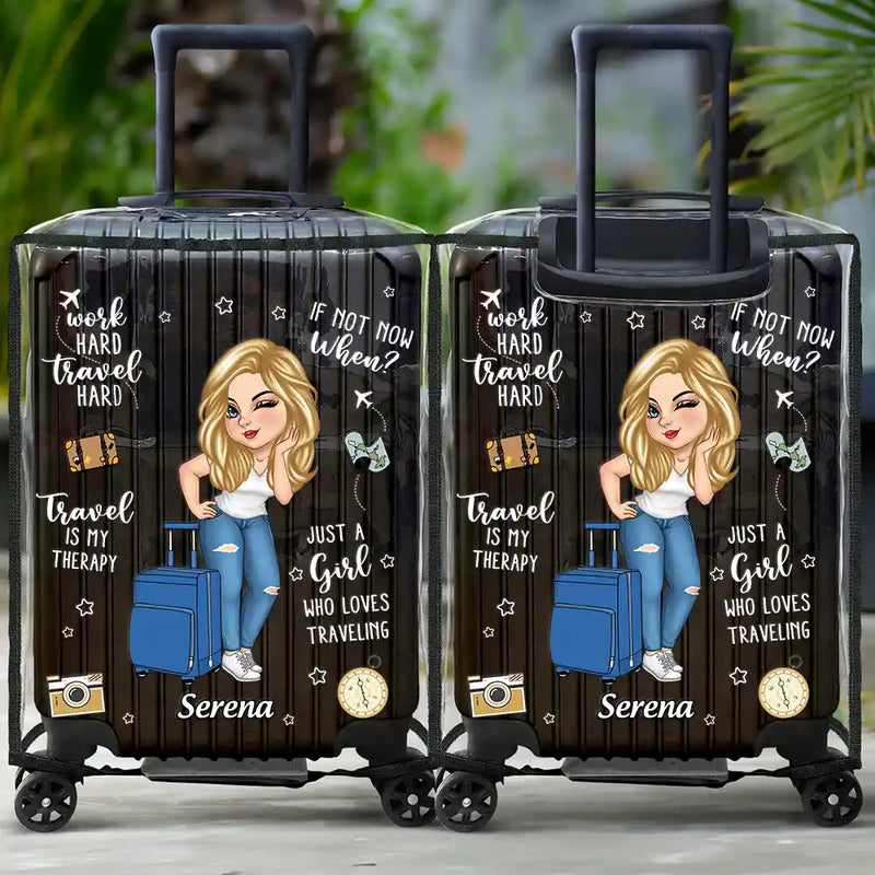 Travel, Gift For Women, Gift For Yourself - Turban Just A Girl Who Loves Traveling - Personalized Clear Luggage Cover
