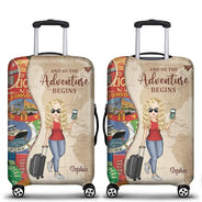 Travel,Gift For Yourself,Gift For Women,Gift For Men,Happy - And So The Adventure Begins - Personalized Luggage Cover