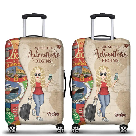 And So The Adventure Begins - Personalized Luggage Cover