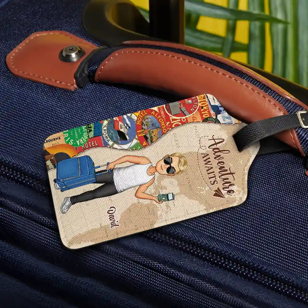 Gift For Yourself,Travel,Gift For Women,Happy - And So The Adventure Begins Travel Lover - Personalised Luggage Tag