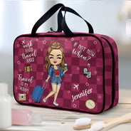 Travel,Gift For Yourself,Gift For Women,Gift For Men,Happy - Travel Is My Therapy - Personalized Toiletry Bag