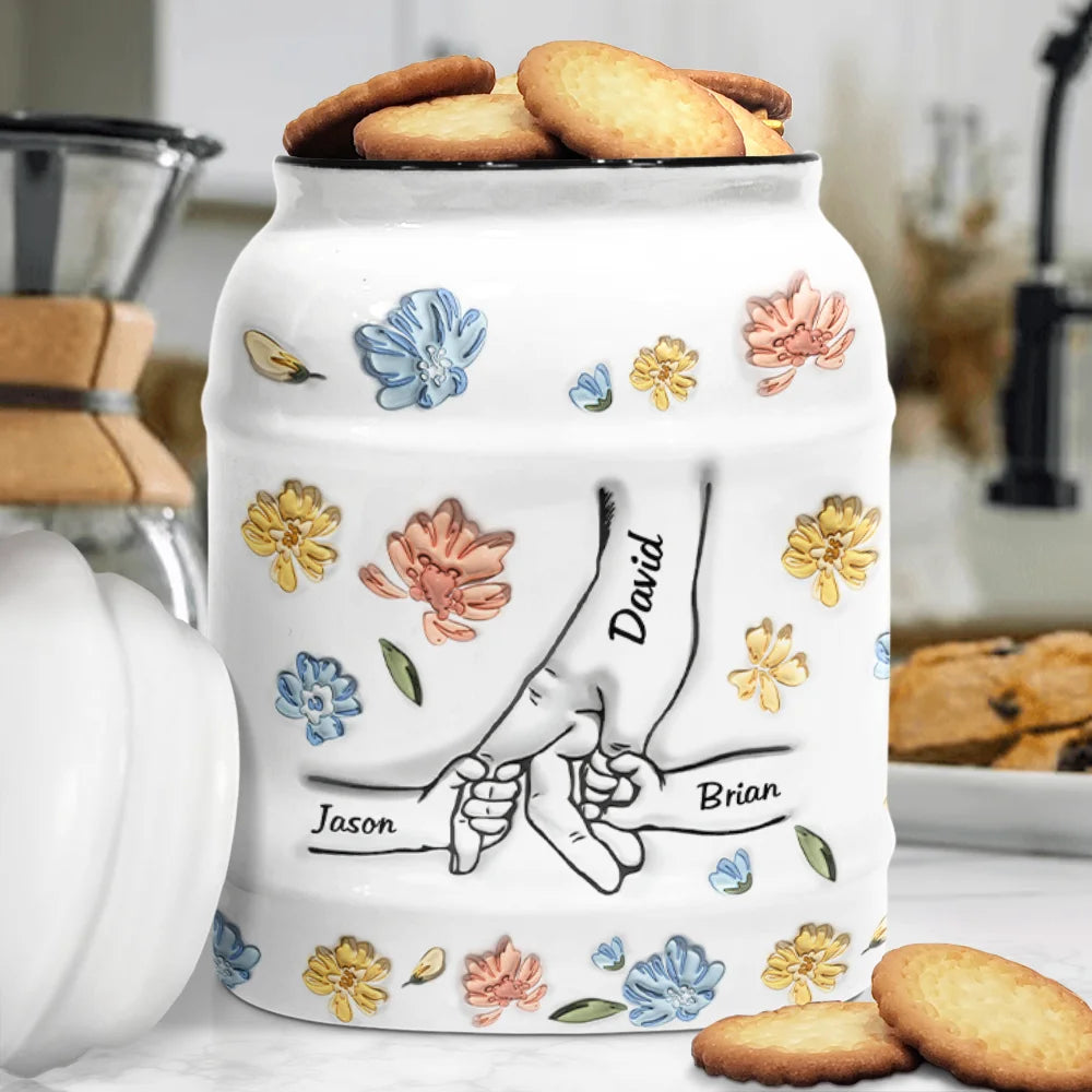 Hand In Hand, I Will Always Protect You - 3D Inflated Effect Printed Cookie Jar, Personalized Cookie Jar