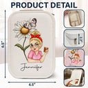 Gift For Yourself, Gift For Women - Birth Month Flower - Personalized Makeup Box With LED Mirror
