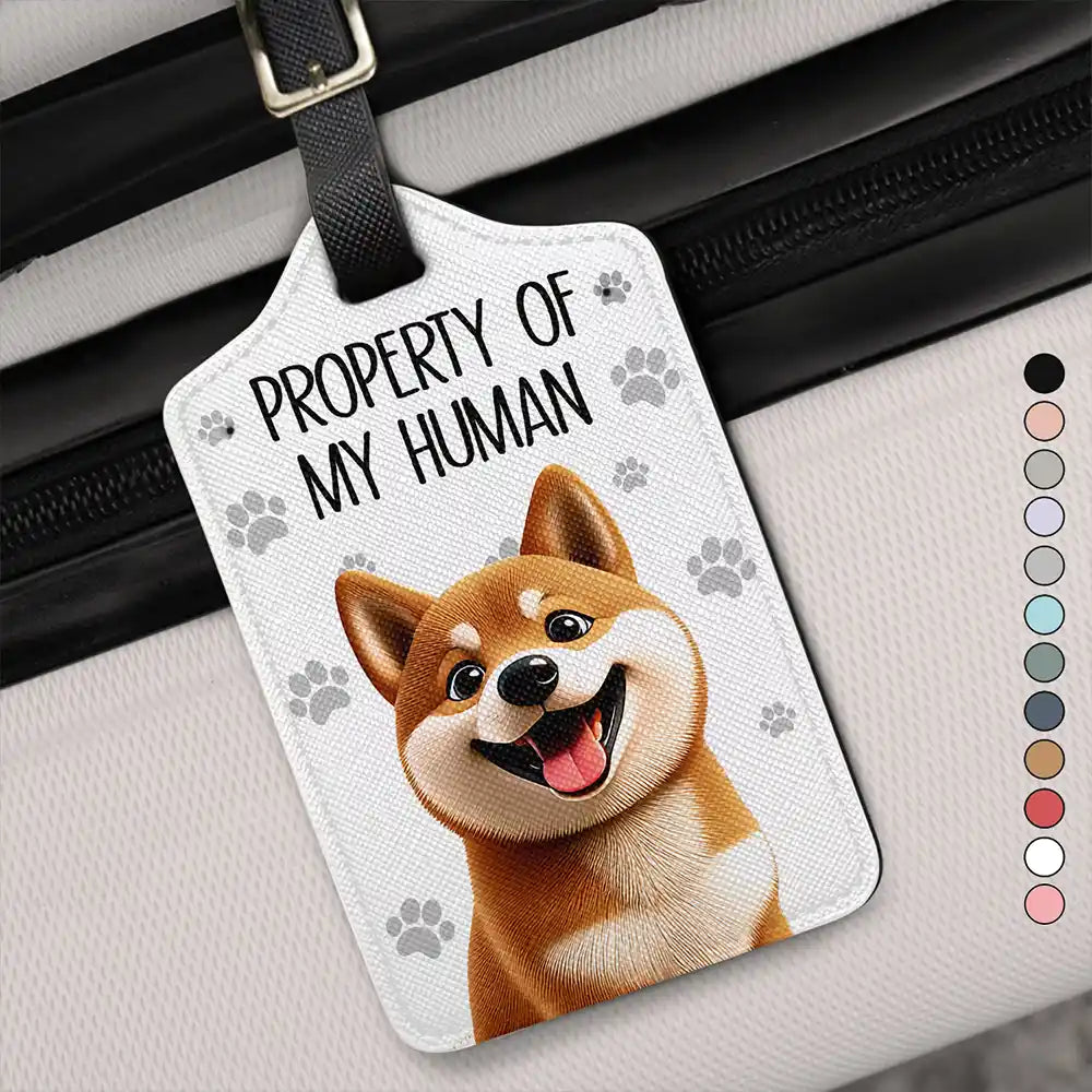 Dog Lovers, Pet Lovers, Travel - Property Of My Human 3D Effect Dogs - Personalized Luggage Tag