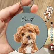 Custom Photo,Pet Lovers,Dog Lovers,Cat Lovers,Happy - Custom Photo Your Dog Cat Pet - Personalized Custom Shaped Leather Keychain