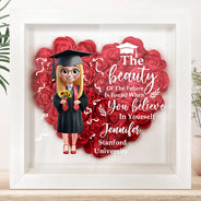 Graduation - Graduation Celebration The Beauty Of The Future 3D Effect - Personalized Flower Shadow Box