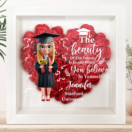 Graduation Celebration The Beauty Of The Future 3D Effect - Personalized Flower Shadow Box