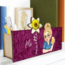 Teacher,Gift For Yourself,Gift For Women - Teacher Birth Flower Bloom Where You're Planted Woman - Personalized Wooden Pen Pencil Holder