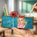 Teacher,Gift For Yourself,Gift For Women - Teacher Birth Flower Bloom Where You're Planted Woman - Personalized Wooden Pen Pencil Holder